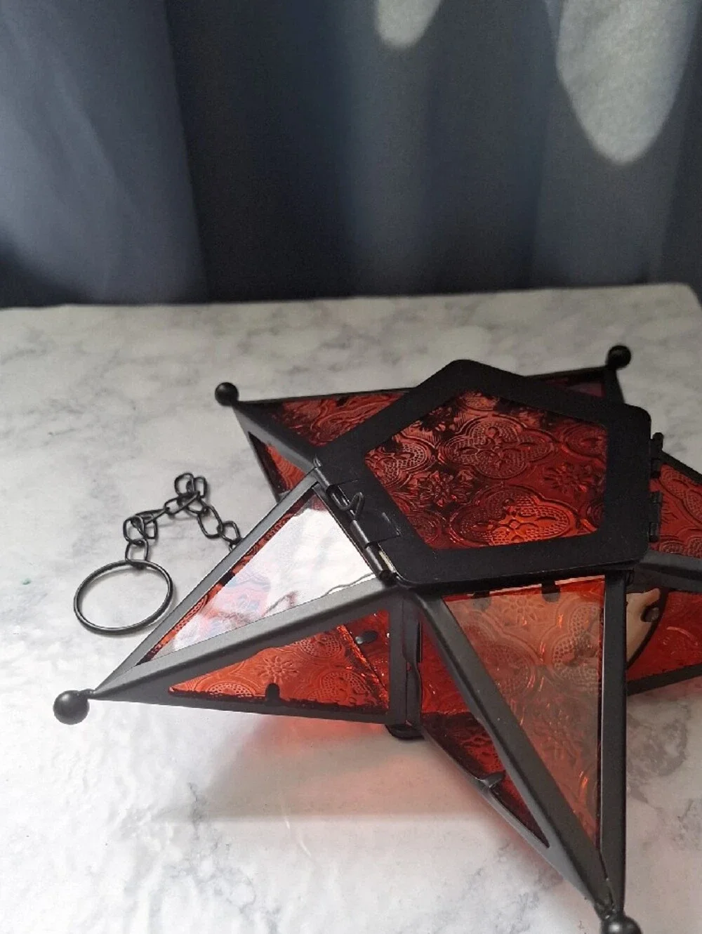 Red Star Mosaic Metal Lantern - Home Accents, Garden, Holiday
